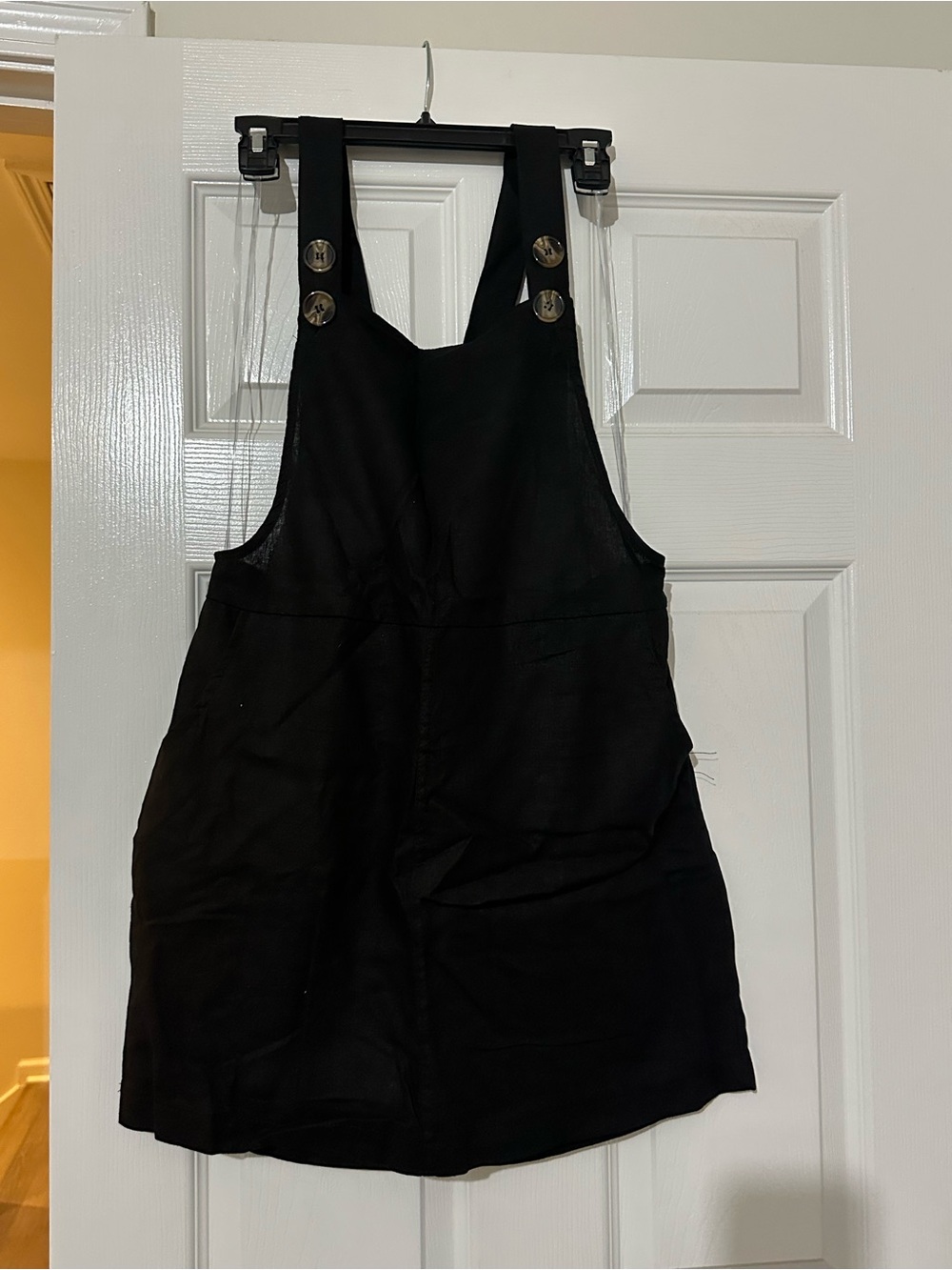Heart & Hips Black Pinafore Romper with Button Straps